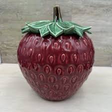 Vintage Mccoy Strawberry Cookie Jar Dark Red Glazed Pottery - Etsy