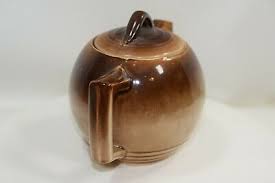 Vintage McCoy Light Brown & Tan Tea Pot With Lid Art Deco 1940s | eBay