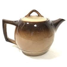 Vintage McCoy Pottery Teapot Drippy Art Deco MCM Modern Art Deco Brown Farm USA | eBay