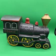 Vintage MCCOY Cookie Jar Train Engine Black With Gold Trim ...