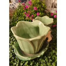 Vintage McCoy Green Double Planter Swallow Bird Flower Pot ...