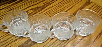 Vtg Set 4) Frosted Glass Cups w/Textured Floral Design~Mid-Century~Punch Cups B9 | eBay