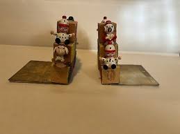 Vintage ABC Wood Block 1970s Bookends. Brass Base Wood Blocks Clown Dogs | eBay