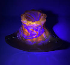 Vintage MCM Slag Yellow White Art Glass Bowl Ashtray UV Reactive Glows | eBay