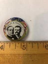 McKINLEY AND ROOSEVELT PRESIDENTIAL TEAM PIN BACK BUTTON ...