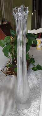 MCM 8 Petal Swung Glass Vase Clear Large Beautiful Frosted ...