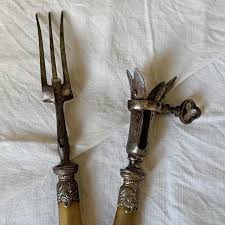 Antique French Serving Cutlery Set With Horn Handles, 1800s ...