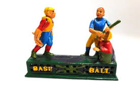 Baseball Cast Iron Bank, Good Working Cond.,80's Reproduction,Penny Bank,Gift | eBay