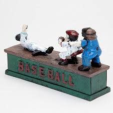 Bits and Pieces - Baseball Mechanical Coin Bank- Collectible - Want It All