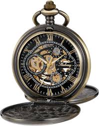 Tiong Mechanical Pocket Watch Luxury Men and Women Fashion Vintage Engraved Roman Numerals Hand Winding Groom Wedding Pocket Watch Gift with Box, Silver-1, Classic : Amazon.de: Fashion