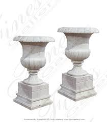 Marble Planters - Classic White Marble Urns - MP-460 - Fine's Gallery, LLC.