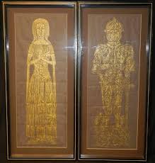 Pair Of English Church Monumental Brass Rubbings