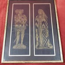 Vintage Art Print Tombstone Brass Rubbing Framed Clark Patterson 1977 Rare for Sale in Orange, CA - OfferUp