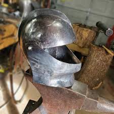 Spoleto bascinet visor, 16th century close helm and sabatons ...