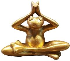Pier 1 Gold Yoga Frog Statue Figure Zen Appx. 8 3/4" Tall. 10"wide. | eBay