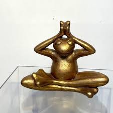 Meditating Yoga Frog - Gold Mid Century Modern Statue Sculpture - Etsy