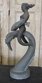 Mythological Boy Riding A Dolphin In The Sea Fountain Statue