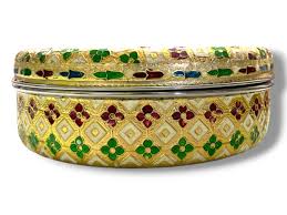 Meenakari Container Peacock Design Round Dabba Chapati Box ...