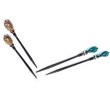 2 Pair Mei Fa Vintage Hair Sticks Gold Metal & Green Murano ...