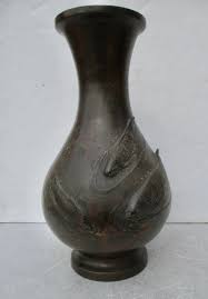 Antique Japanese Bronze Carp Vase | Chairish