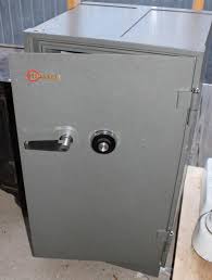 Sold at Auction: Vintage Mosler steel safe with combination. 40"h x 22"w x 26"d