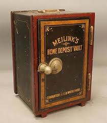 Antique Meilink's Small Iron Home Deposit Vault Safe Key Lock