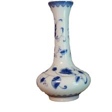 Jingde Chinese Vtg c1940 Porcelain Bud Vase Blue White 6" Bulbous Foot HandPaint | eBay