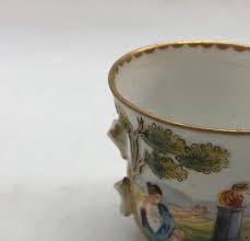 Vintage Hand-Painted Porcelain Cup Classical Scene with ...