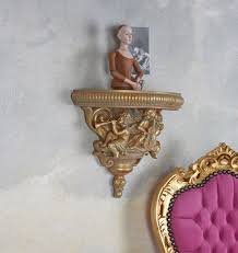 Baroque Console Antique Putto Wall Bracket Gold Shelf Hanging Angel Figure | eBay