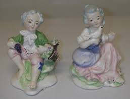 FIGURINE Arnart Porcelain Victorian Colonial Man Lady blue crossed arrow S8436 | eBay