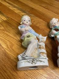 Vintage Ceramic Hand Painted Boy & Girl Figurines Occupied Japan Dog | eBay