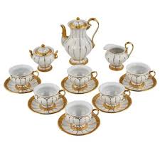 White and Gilded Porcelain Mocha Coffee Service from Meissen ...