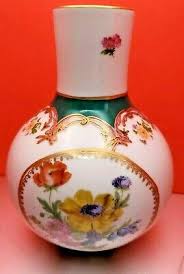 German H & F Eloise Vase Hand-painted white, green gold | eBay