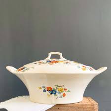 Vintage 1920s Crooksville Ivora Floral Covered Dish Tureen ...