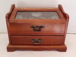 Vintage 1 Drawer Jewelry Box With Flip Top Glass See ...