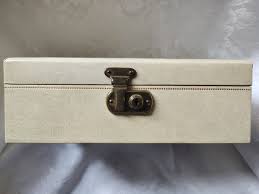 Vintage 1960s Mele Jewelry Box Ivory Faux Leather Red Velvet Dividers No Key | eBay