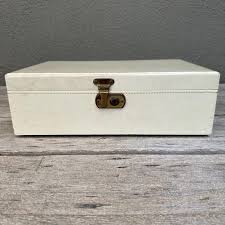 Vintage MCM Ivory Color Faux Leather Jewelry Box - Etsy