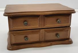 AP) Vintage Mele Wooden Flip Top Jewelry Box Table Top | eBay