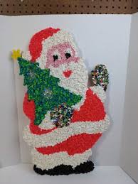 Melted Plastic Popcorn Christmas Santa Wall Hanging ...