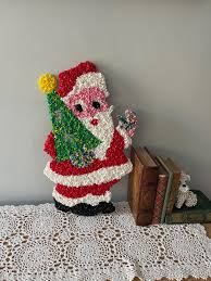 Popcorn Santa Holding Tree, Vintage Door Decorations, Melted ...