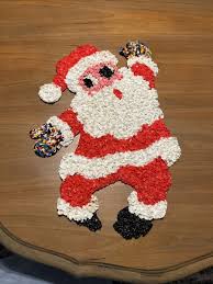 Vintage Christmas Melted Plastic Popcorn Santa Plaque Feet Damaged From Age | eBay