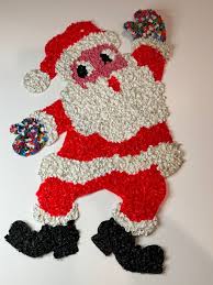 Midcentury Modern 1970's Vintage Glitter Plaque or Melted Popcorn Christmas Santa Claus Rainbow Mittens Plastic Wall Art or Window Decor - Etsy