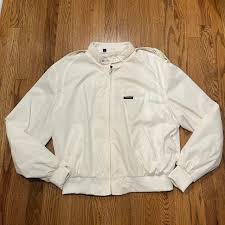 White vintage 80s Members Only zip-up jacket with... | Depop