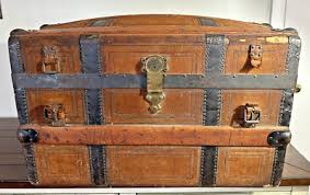 Antique Boston Nathen Neat Steamer Trunk Dome Top ...