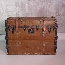 Antique Travel Trunk on Wheels for sale at Pamono