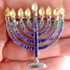 NWOT JEWISH HANUKKAH MENORAH/ CANDELABRA CRYSTAL RHINESTONE ...