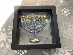Vintage Blue Menorah Pin: Jewish Holiday Brooch With ...