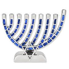Blue Enamel Mosaic Menorah - Yussel's Place Jewish Gifts and ...