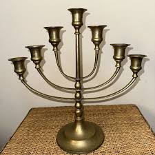 Vintage Brass Metal Judaica Jewish Temple Menorah 13" x 13" Religious Home Decor | eBay
