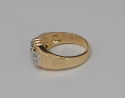 14K Yellow Gold Three Stone Diamond Ring Circa 1940, Size 9 | eBay